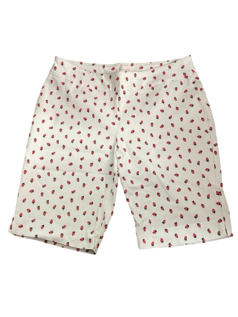 Zac & Rachel White Flat-Front Shorts with Red Strawberry Print RT $58